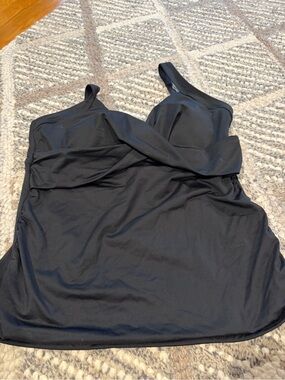 Lands End Black Swim Tankini Top with Built-In Support